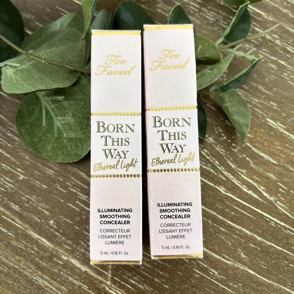 LOT OF 2 Too Faced Born This Way Ethereal Light Concealer~ Honey Graham ~NIB